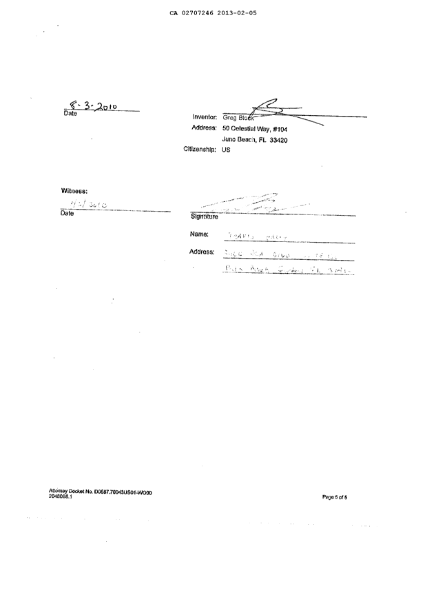Document de brevet canadien 2707246. Cession 20130205. Image 8 de 8