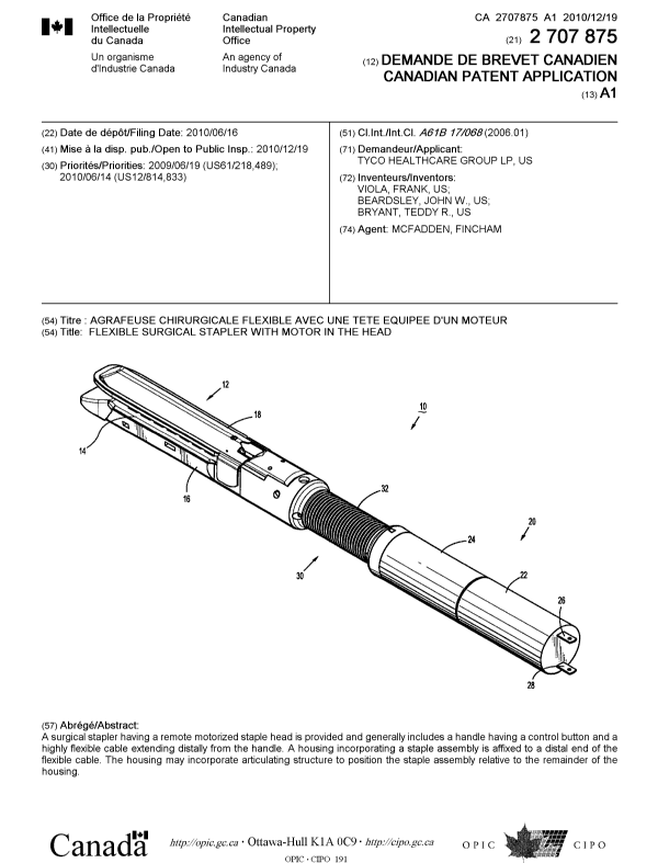 Document de brevet canadien 2707875. Page couverture 20101201. Image 1 de 1