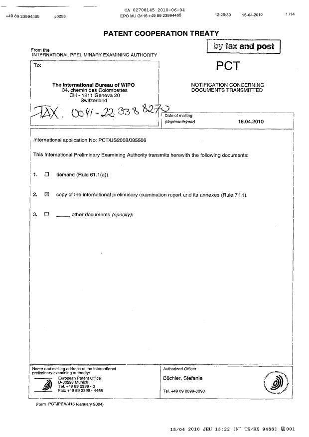 Document de brevet canadien 2708145. PCT 20100604. Image 2 de 18
