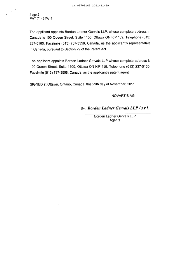 Document de brevet canadien 2708145. Cession 20100604. Image 5 de 5