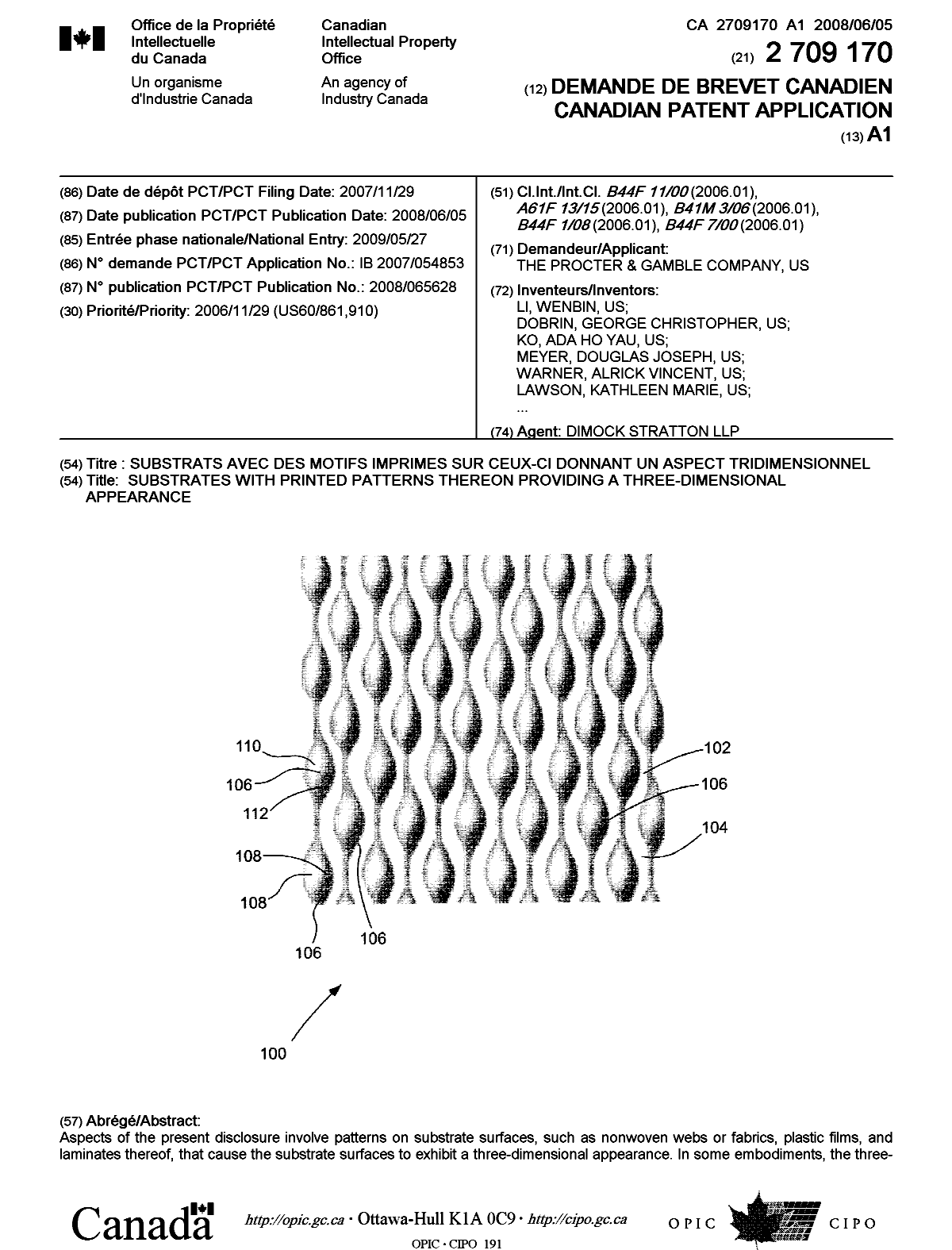 Document de brevet canadien 2709170. Page couverture 20100816. Image 1 de 2