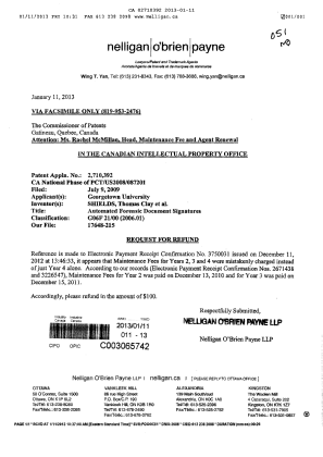 Document de brevet canadien 2710392. Correspondance 20130111. Image 1 de 1