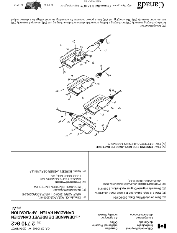 Canadian Patent Document 2710942. Cover Page 20100924. Image 1 of 2