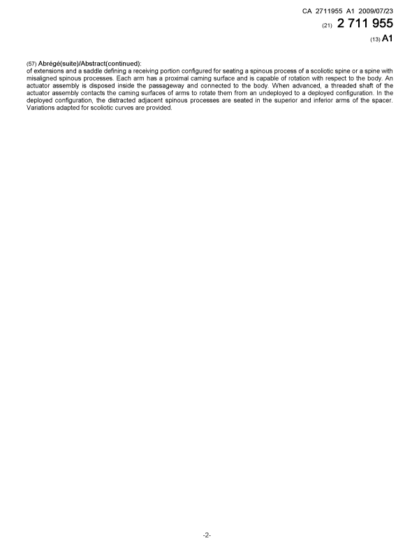 Document de brevet canadien 2711955. Page couverture 20101005. Image 2 de 2