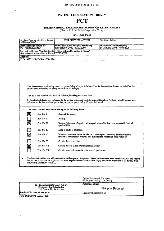 Document de brevet canadien 2711990. PCT 20100903. Image 2 de 8