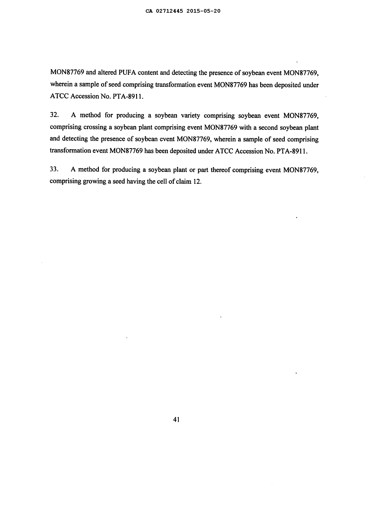 Document de brevet canadien 2712445. Revendications 20141220. Image 7 de 7