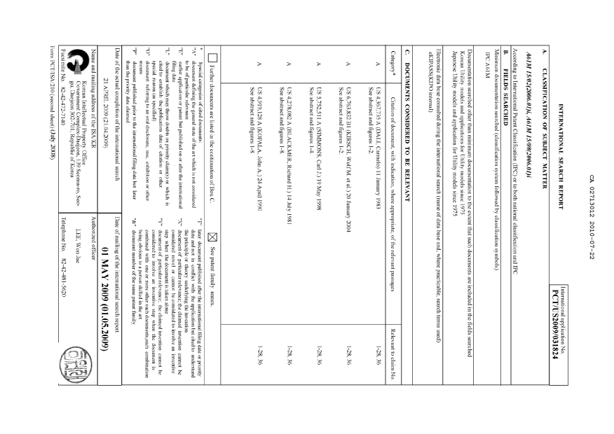 Document de brevet canadien 2713012. PCT 20100722. Image 1 de 8