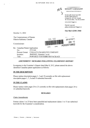 Document de brevet canadien 2713160. Poursuite-Amendment 20121011. Image 1 de 10