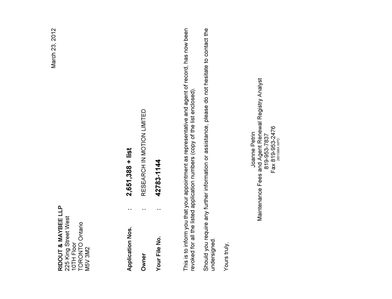 Canadian Patent Document 2713787. Correspondence 20111223. Image 1 of 1