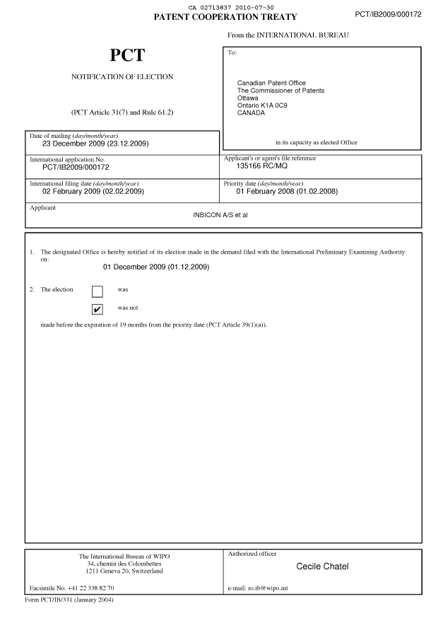 Document de brevet canadien 2713837. PCT 20091230. Image 1 de 14