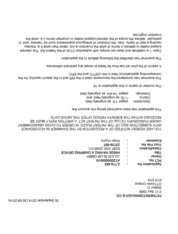 Canadian Patent Document 2714442. Prosecution-Amendment 20140930. Image 1 of 2