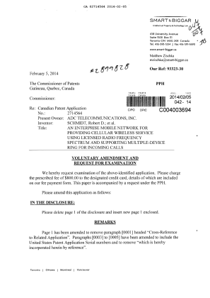Canadian Patent Document 2714564. Prosecution-Amendment 20140205. Image 1 of 5