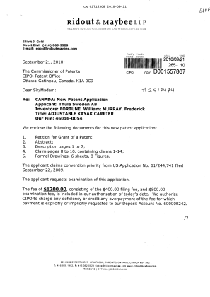 Document de brevet canadien 2715308. Cession 20100921. Image 1 de 4