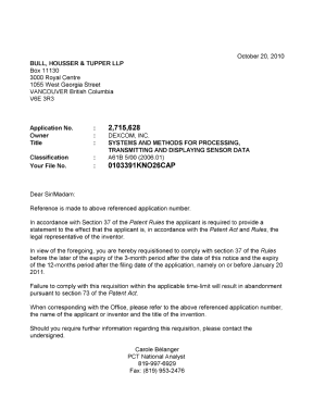 Document de brevet canadien 2715628. Correspondance 20101020. Image 1 de 1