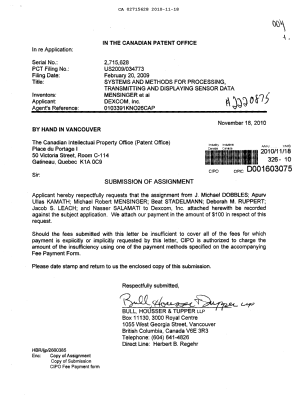 Document de brevet canadien 2715628. Cession 20101118. Image 1 de 10