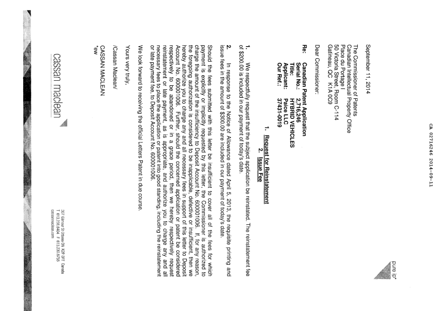 Canadian Patent Document 2716246. Prosecution-Amendment 20140911. Image 2 of 2