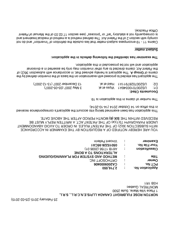 Document de brevet canadien 2716550. Poursuite-Amendment 20150225. Image 1 de 6