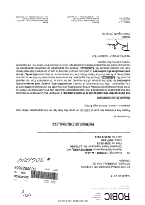 Document de brevet canadien 2716995. Correspondance 20131220. Image 1 de 2
