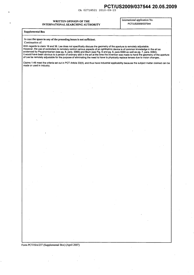 Document de brevet canadien 2718521. PCT 20100915. Image 10 de 10