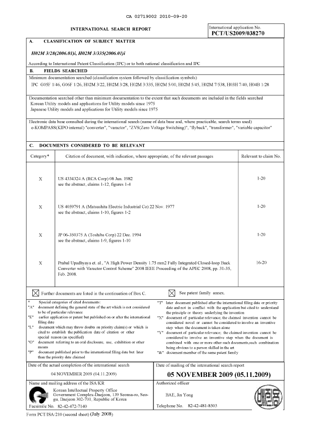 Document de brevet canadien 2719002. PCT 20091220. Image 2 de 9