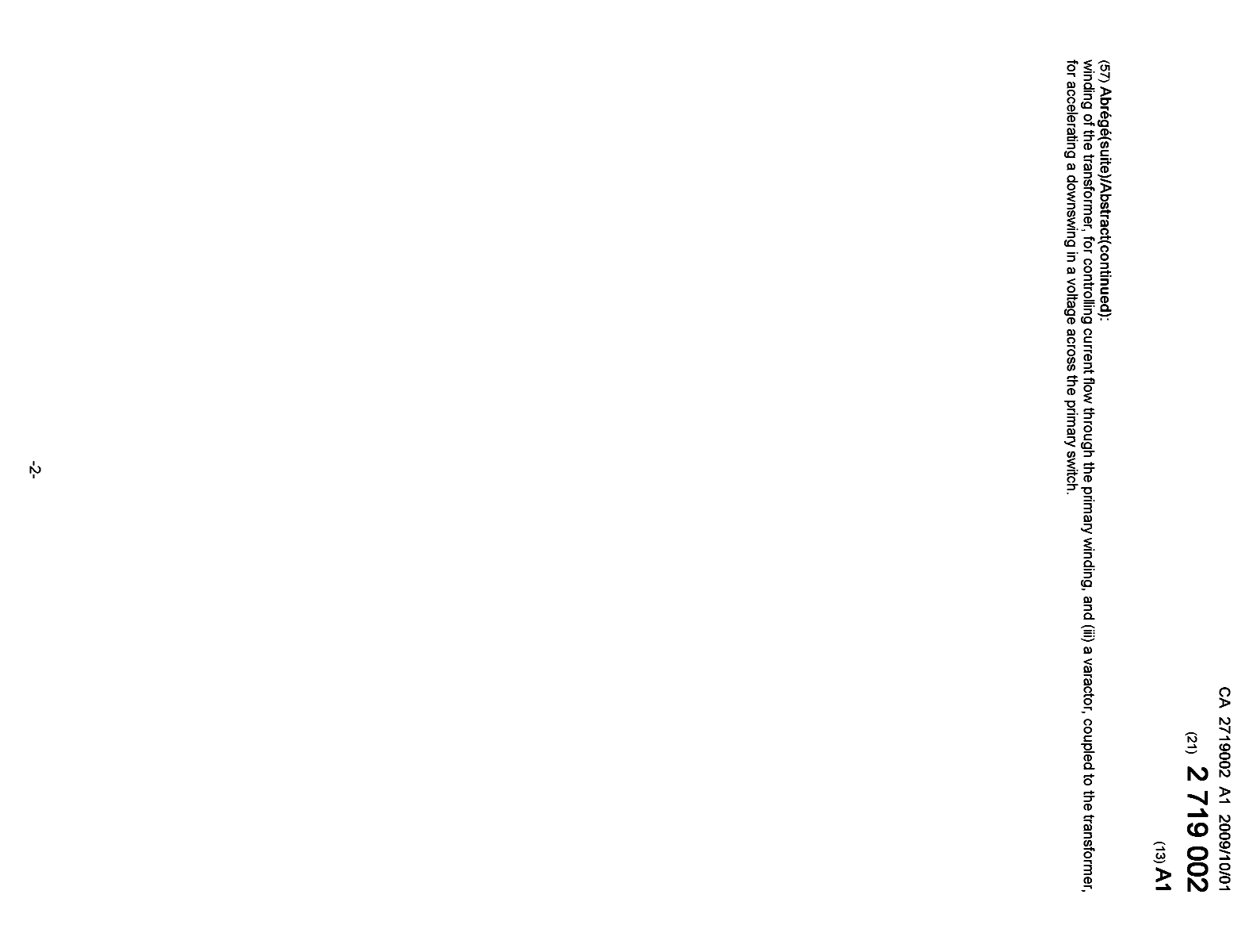 Document de brevet canadien 2719002. Page couverture 20091221. Image 2 de 2