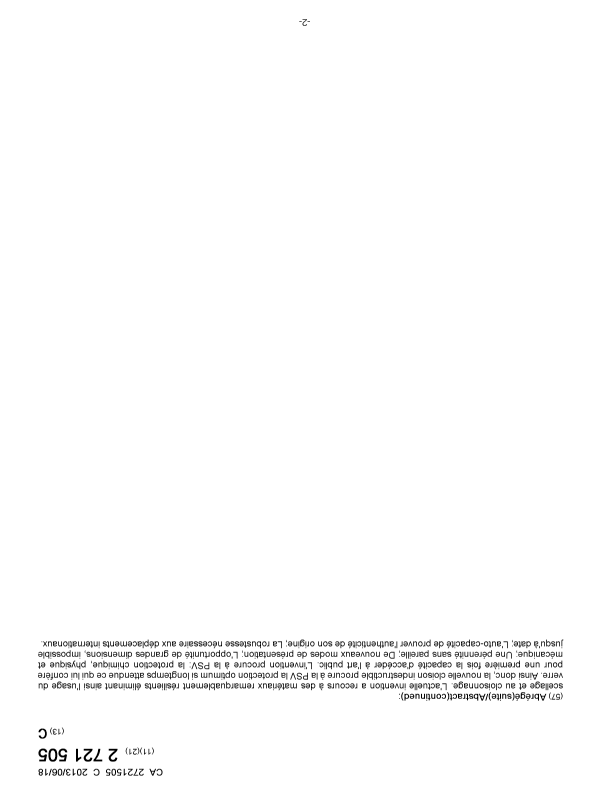 Document de brevet canadien 2721505. Page couverture 20121203. Image 2 de 2