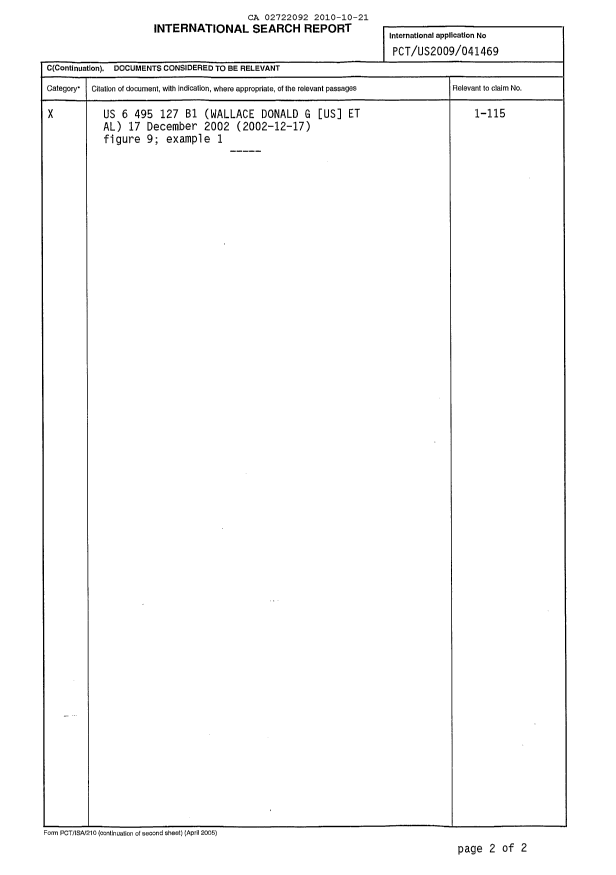 Document de brevet canadien 2722092. PCT 20101021. Image 2 de 12