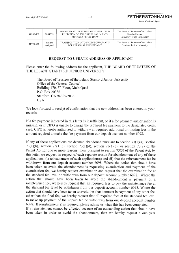 Document de brevet canadien 2722278. Cession 20151106. Image 4 de 4