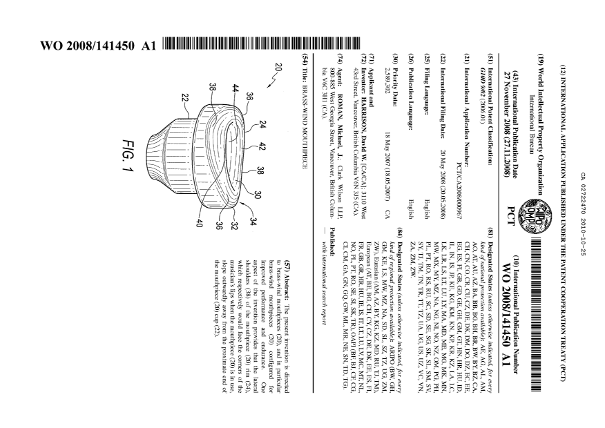 Document de brevet canadien 2722470. Abrégé 20101025. Image 1 de 1