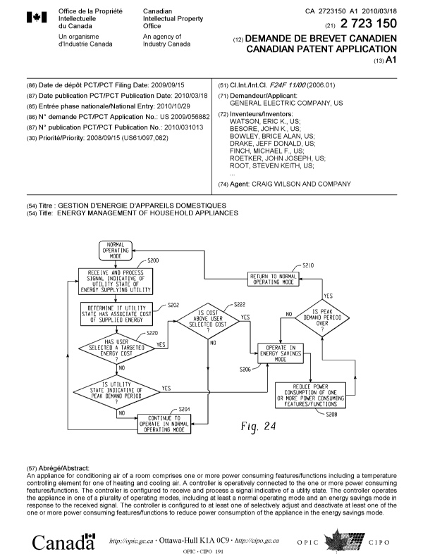 Document de brevet canadien 2723150. Page couverture 20101211. Image 1 de 2