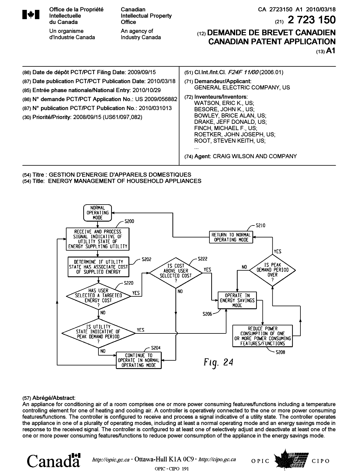 Canadian Patent Document 2723150. Cover Page 20101211. Image 1 of 2