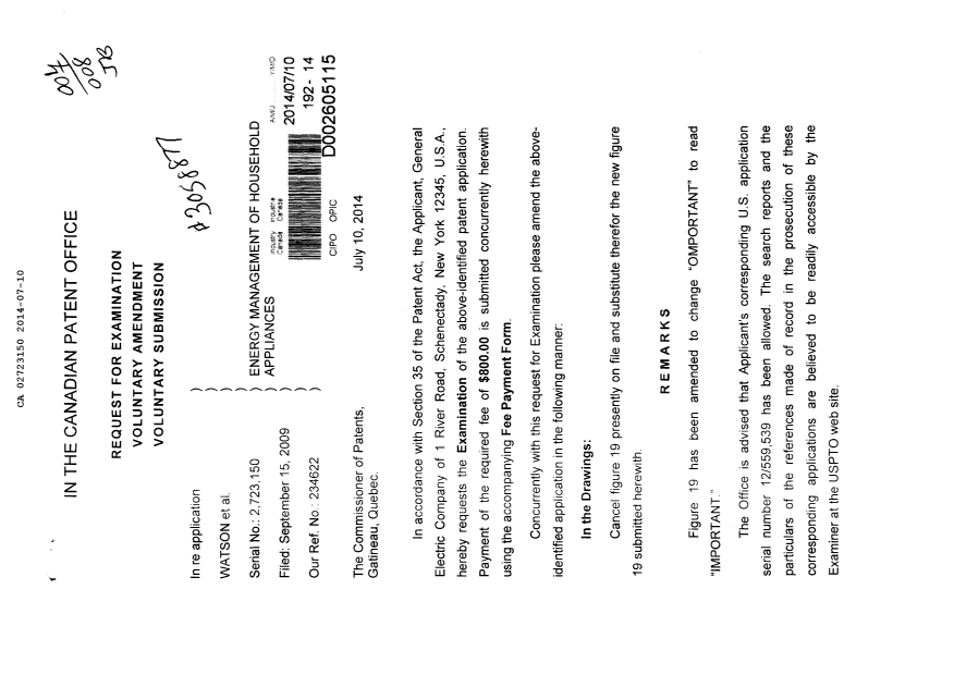 Canadian Patent Document 2723150. Prosecution-Amendment 20131210. Image 1 of 3