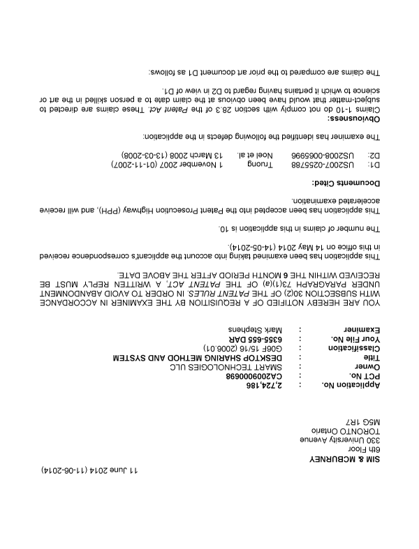 Canadian Patent Document 2724186. Prosecution-Amendment 20140611. Image 1 of 3