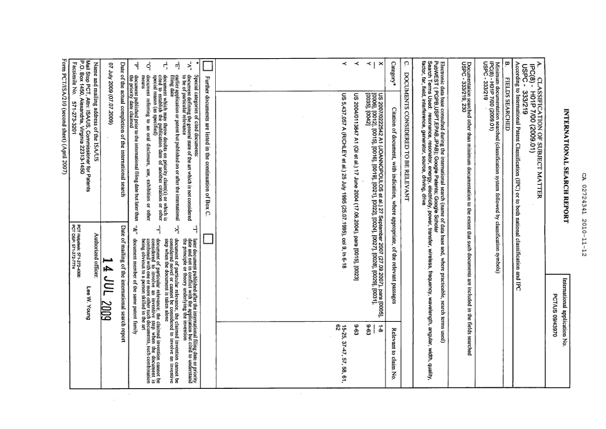 Document de brevet canadien 2724341. PCT 20101112. Image 1 de 11