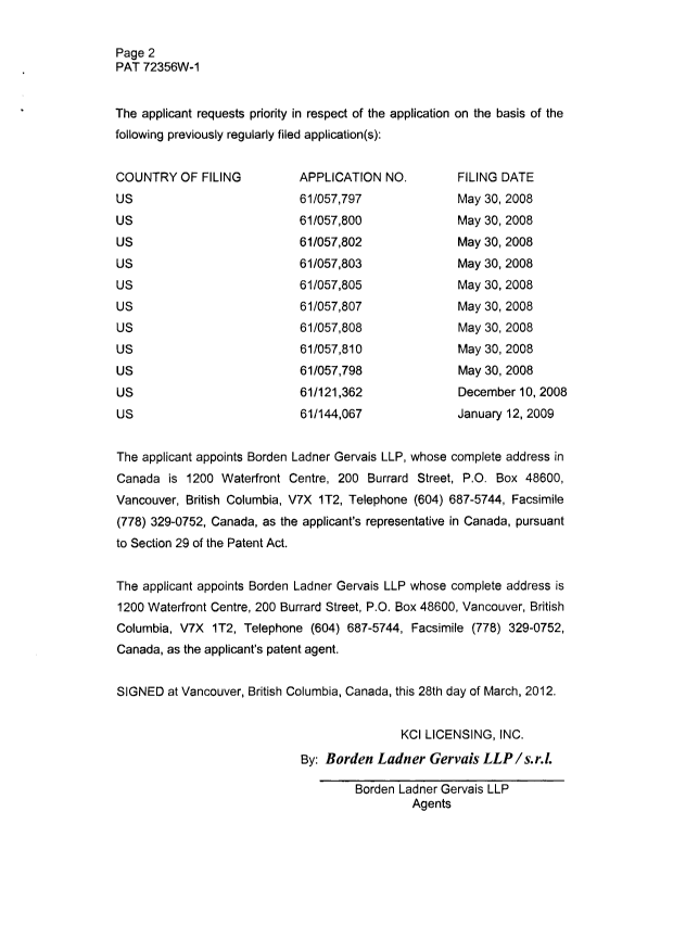 Document de brevet canadien 2725556. Cession 20101123. Image 3 de 4