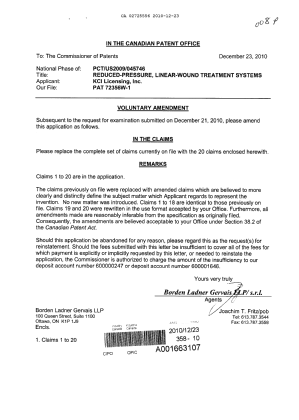 Document de brevet canadien 2725556. Poursuite-Amendment 20101223. Image 1 de 7