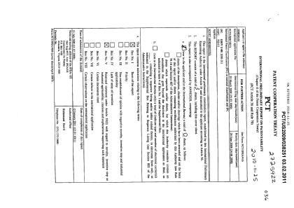 Document de brevet canadien 2725922. Rapport d'examen préliminaire international 20101125. Image 1 de 3