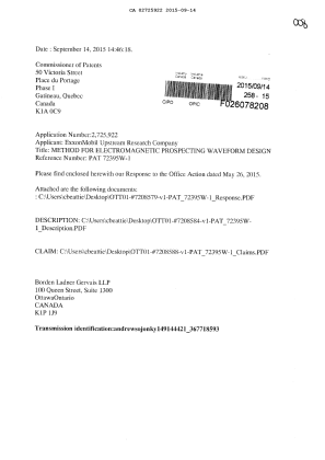 Document de brevet canadien 2725922. Modification 20150914. Image 1 de 10