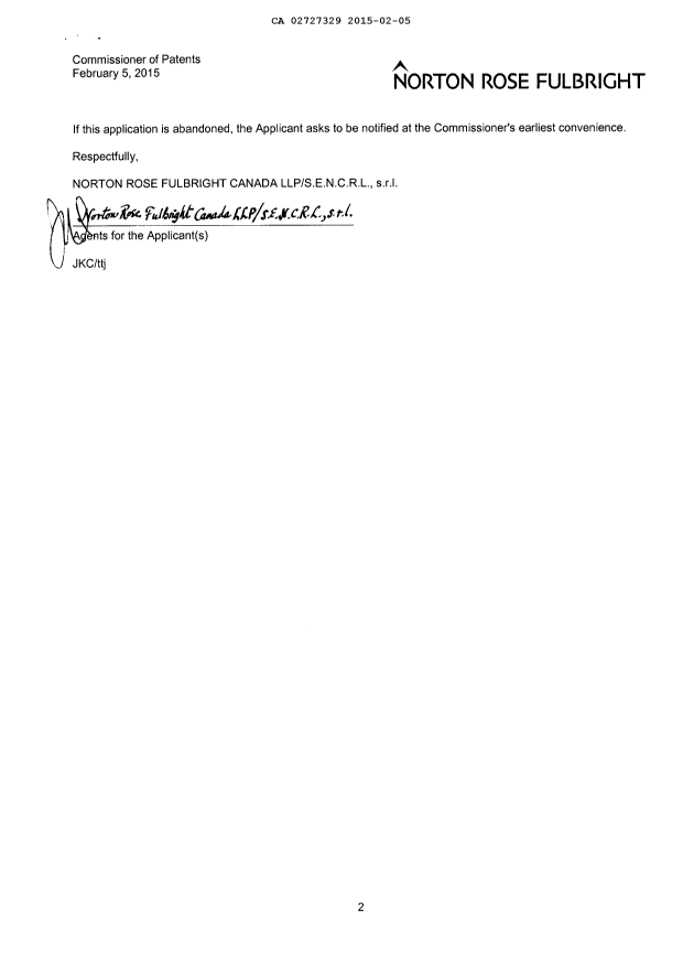 Canadian Patent Document 2727329. Correspondence 20150205. Image 2 of 2