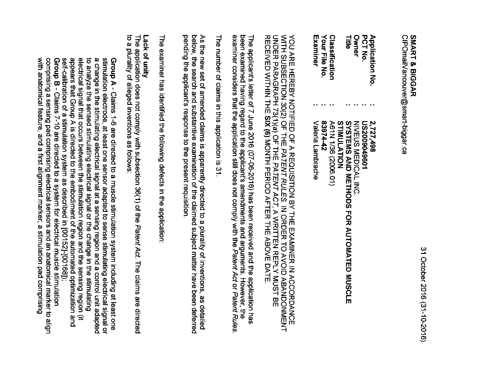 Document de brevet canadien 2727498. Poursuite-Amendment 20151231. Image 1 de 3