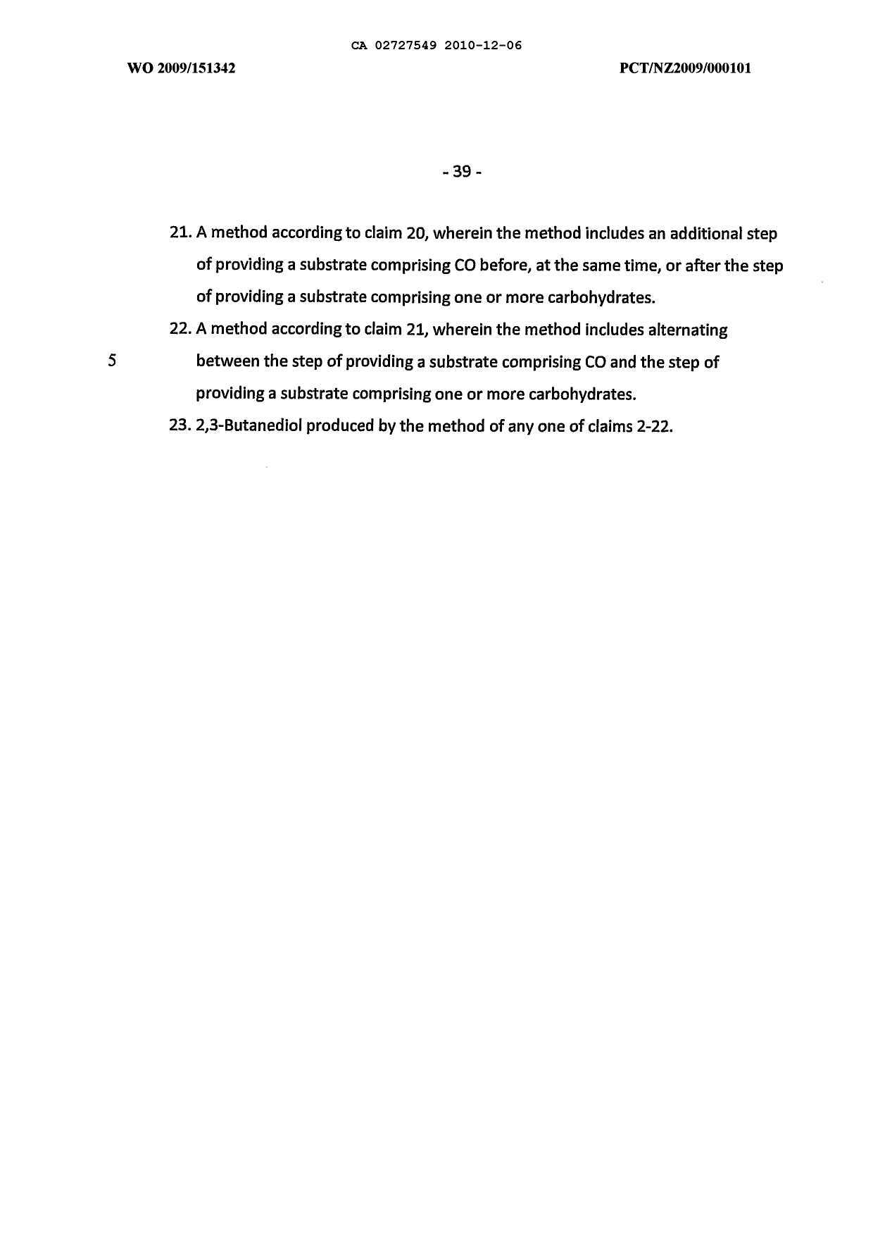 Document de brevet canadien 2727549. Revendications 20091206. Image 2 de 2