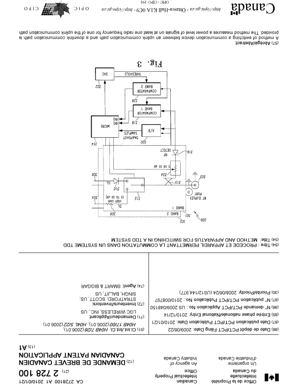 Document de brevet canadien 2728100. Page couverture 20110223. Image 1 de 2