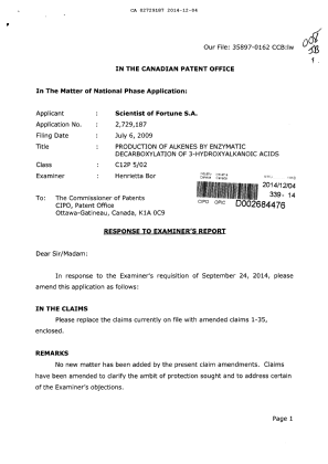 Canadian Patent Document 2729187. Prosecution-Amendment 20131204. Image 1 of 12