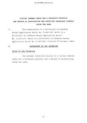 Document de brevet canadien 2730840. Description 20101202. Image 1 de 13