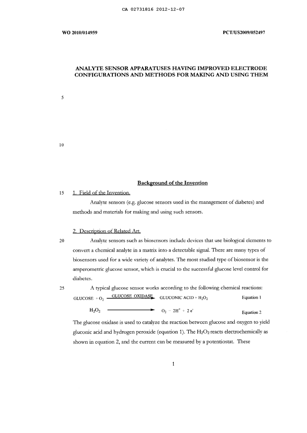 Canadian Patent Document 2731816. Description 20121207. Image 1 of 112