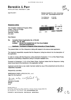 Document de brevet canadien 2732343. Poursuite-Amendment 20110418. Image 1 de 1