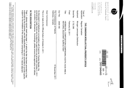 Document de brevet canadien 2732386. Poursuite-Amendment 20111115. Image 1 de 5