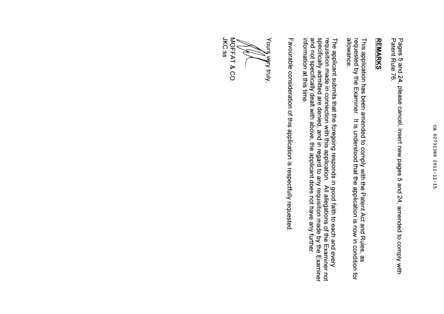 Document de brevet canadien 2732386. Poursuite-Amendment 20111115. Image 2 de 5