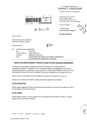 Canadian Patent Document 2732420. Reinstatement 20180719. Image 1 of 25
