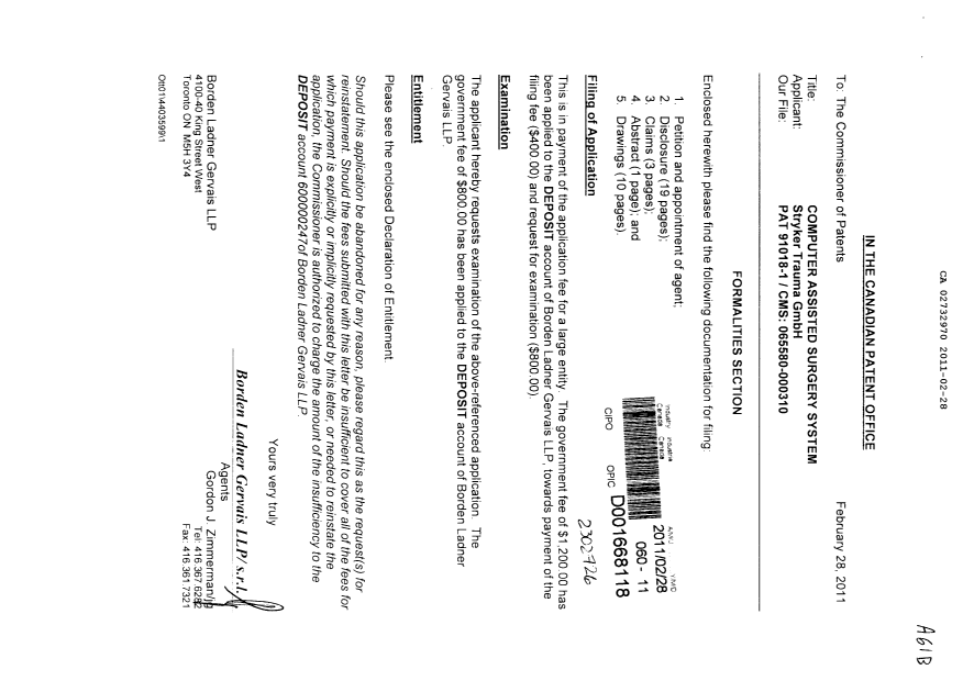Document de brevet canadien 2732970. Cession 20110228. Image 1 de 3